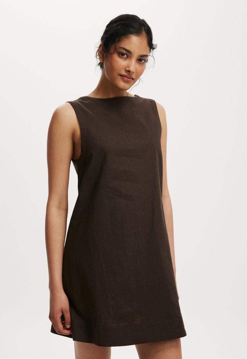 Cotton On - Haven sleeveless mini tank dress - dark oak