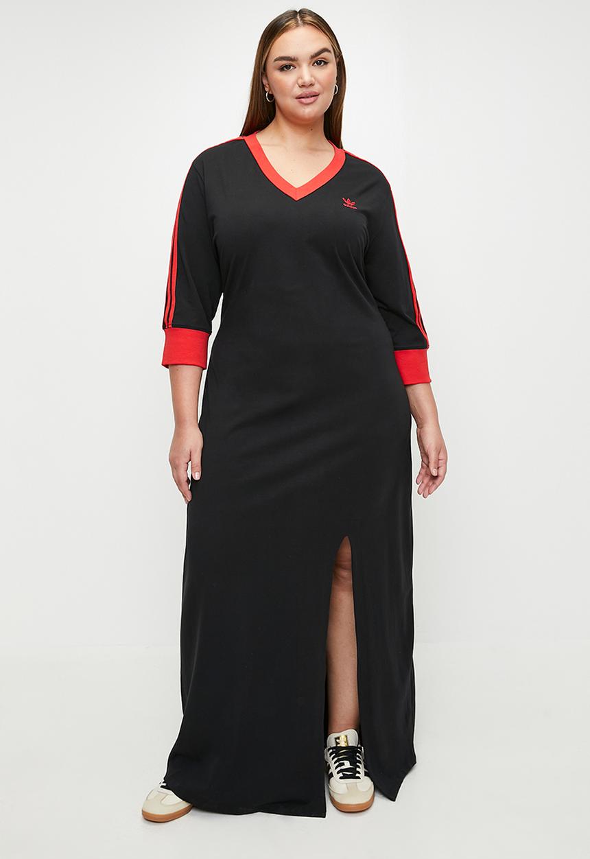 Plus V-Neck Dress - Black