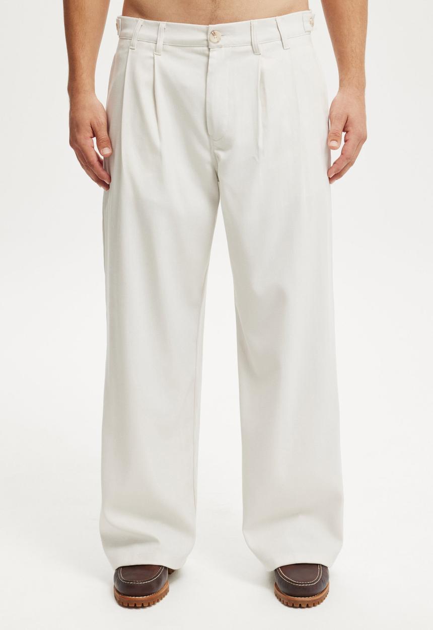 Cotton On - Super Baggy Pleated Pant - Washed Stone