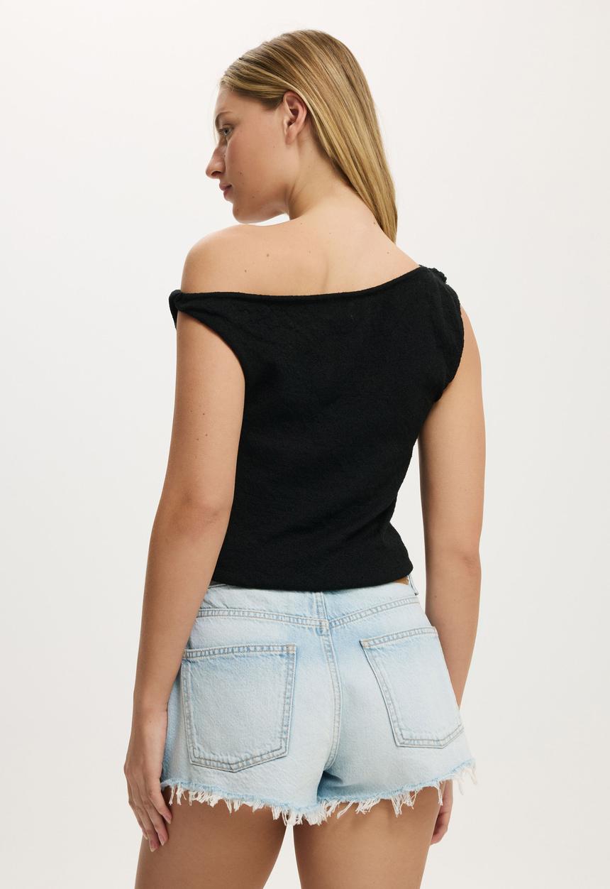 Cotton On - Textured off the shoulder - black