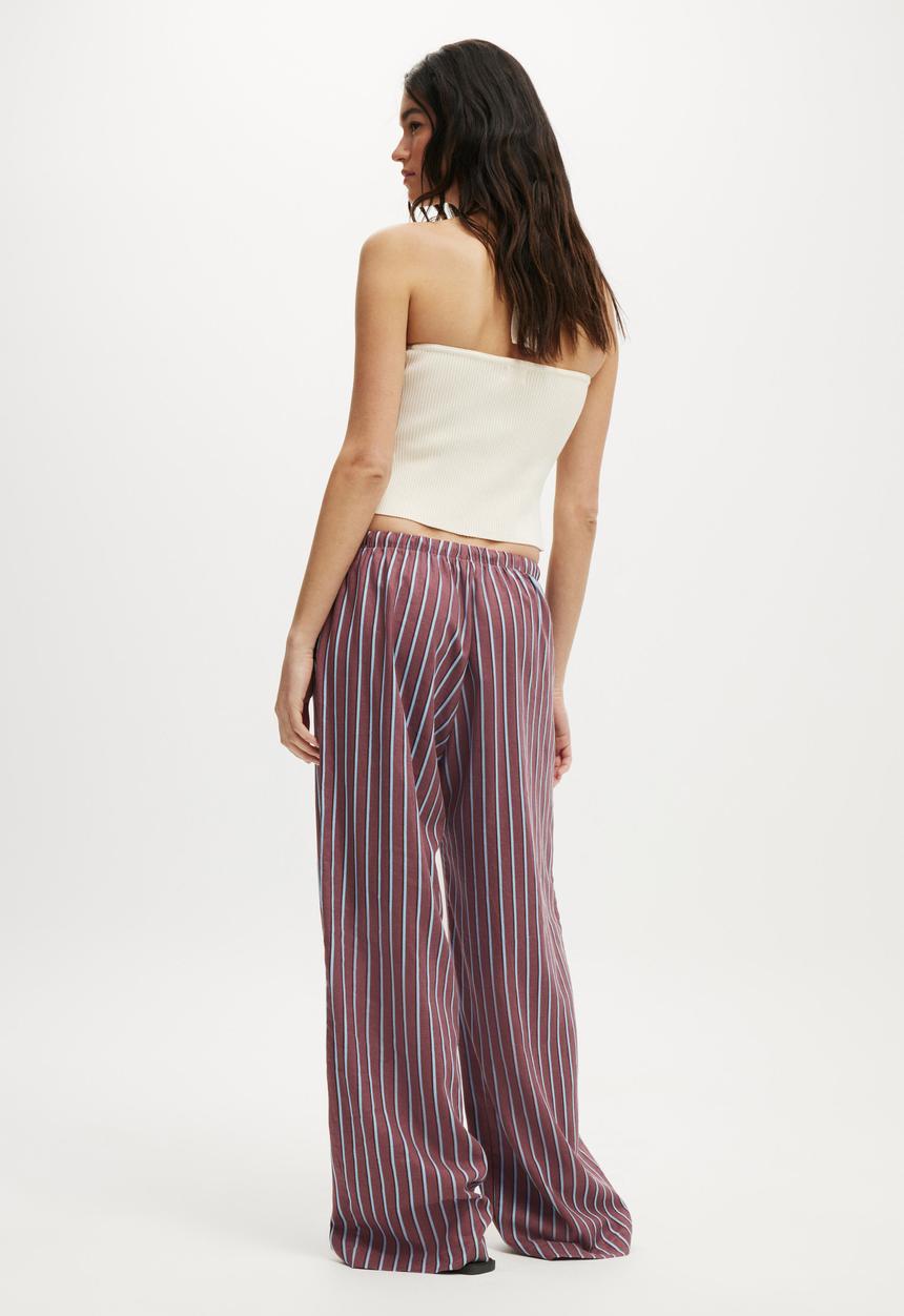 Cotton On - Haven wide leg pant - ally stripe wineberry