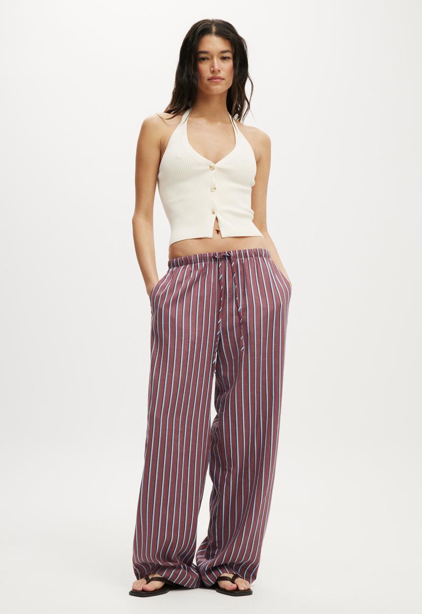 Cotton On - Haven wide leg pant - ally stripe wineberry