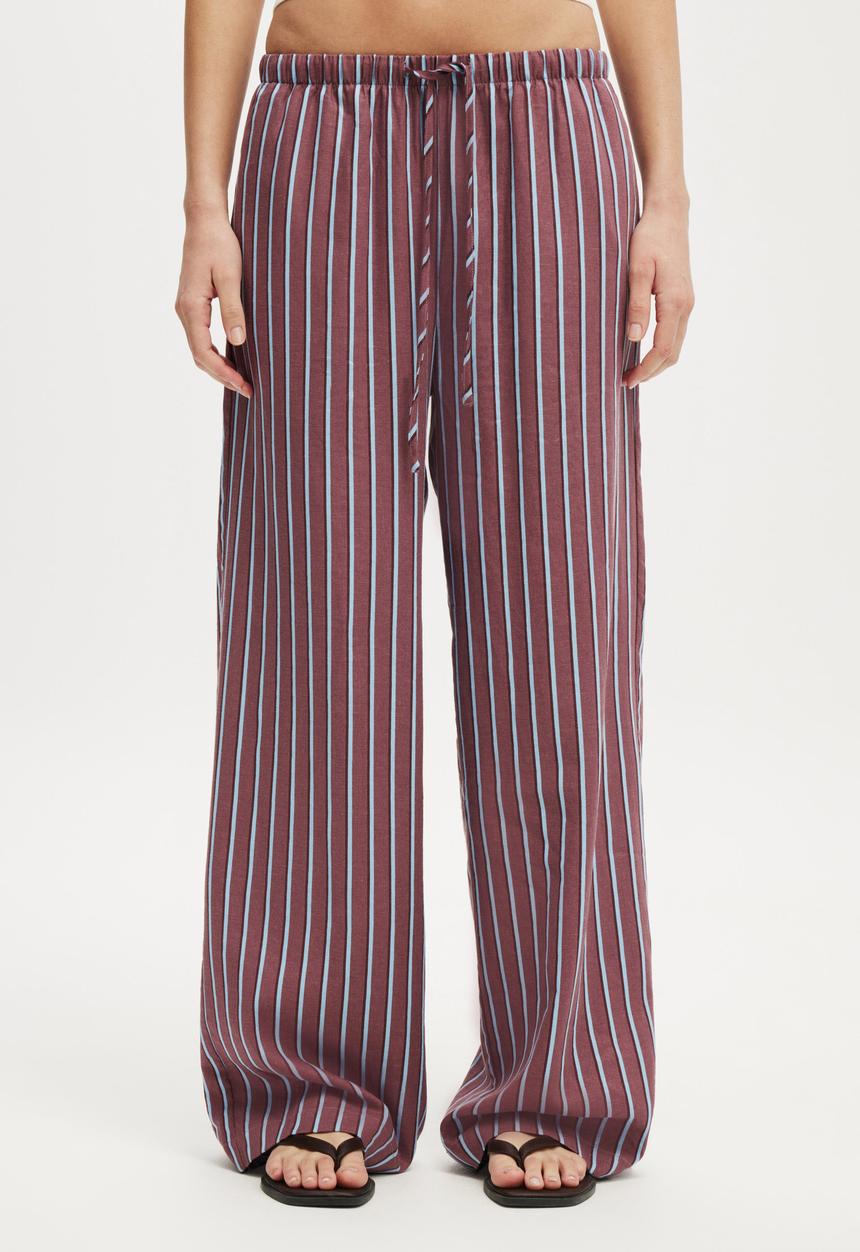 Cotton On - Haven wide leg pant - ally stripe wineberry