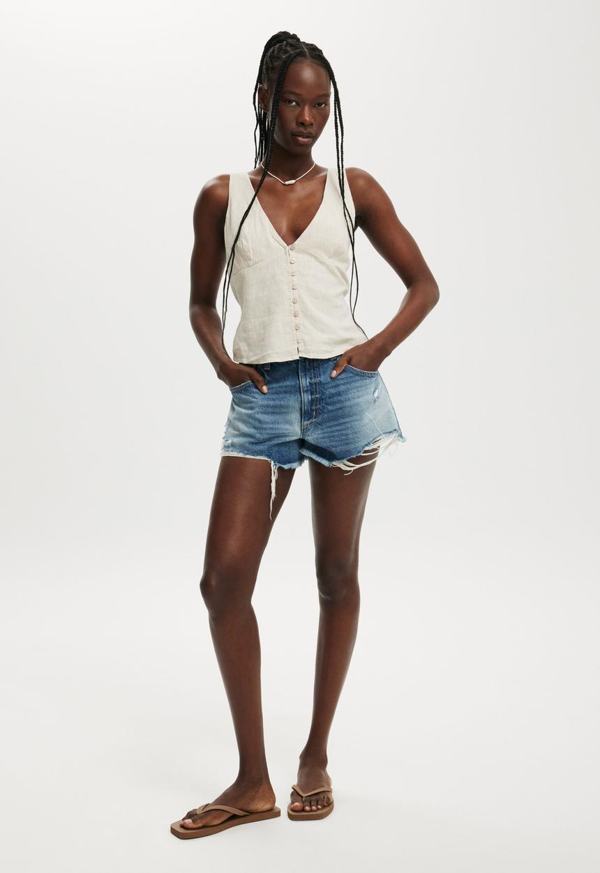 Cotton On - Haven button thru top - natural