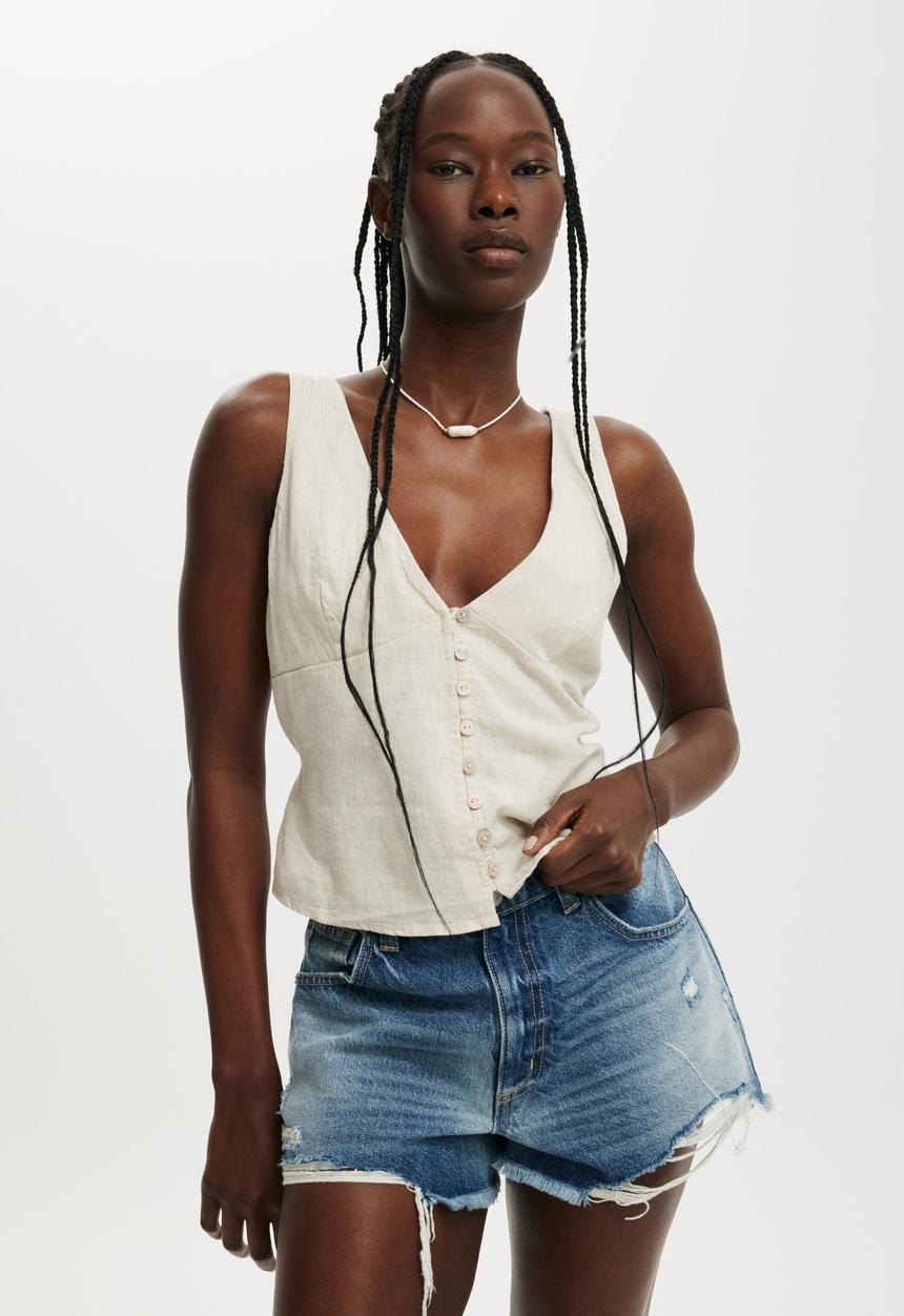 Cotton On - Haven button thru top - natural