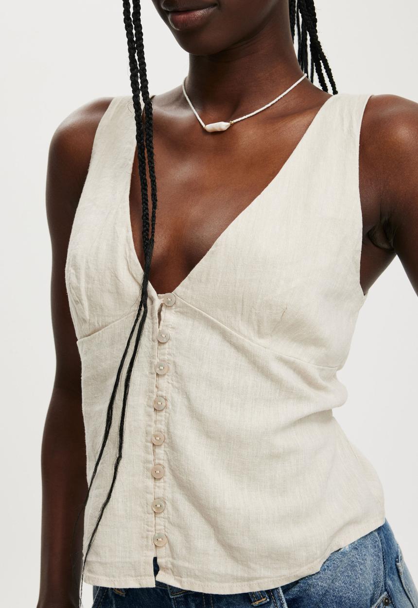 Cotton On - Haven button thru top - natural