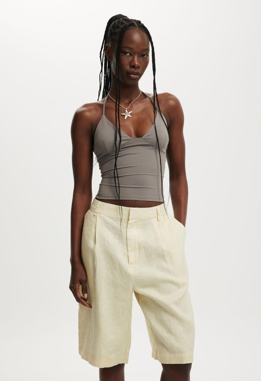 Cotton On - Luxe linen bermuda short - vanilla glow