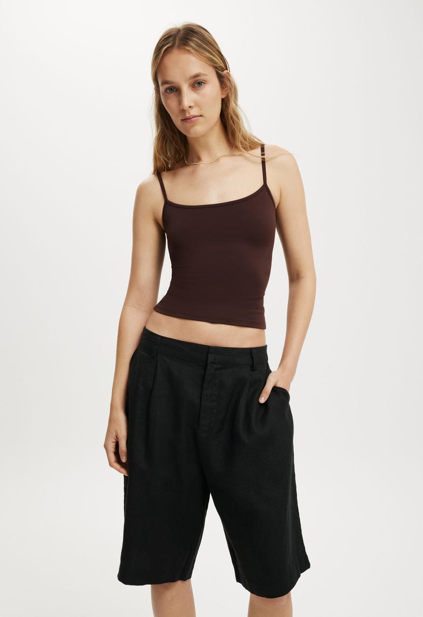 Cotton On - Luxe linen bermuda short - black