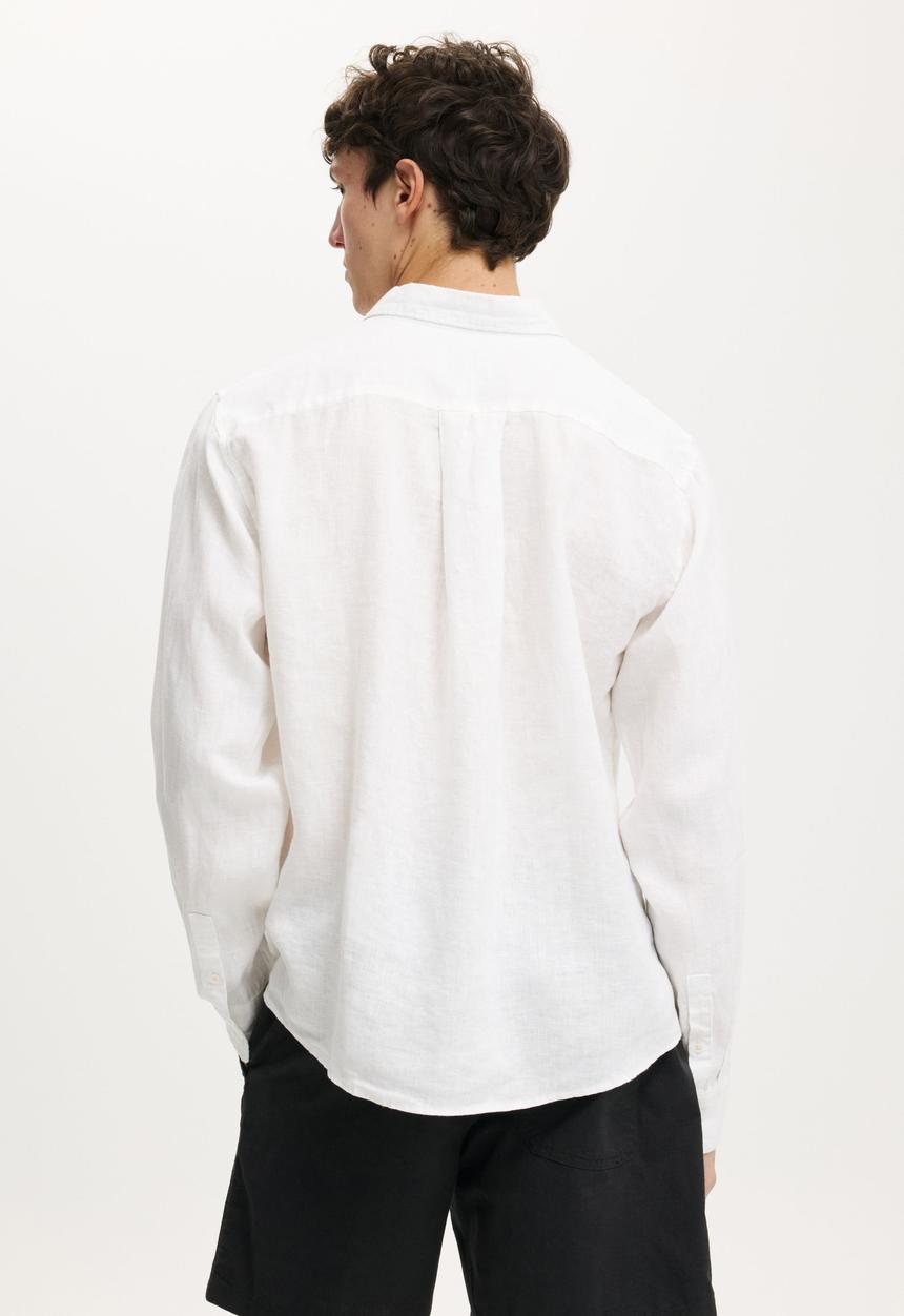 Cotton On - Relaxed Linen Long Sleeve Shirt - White