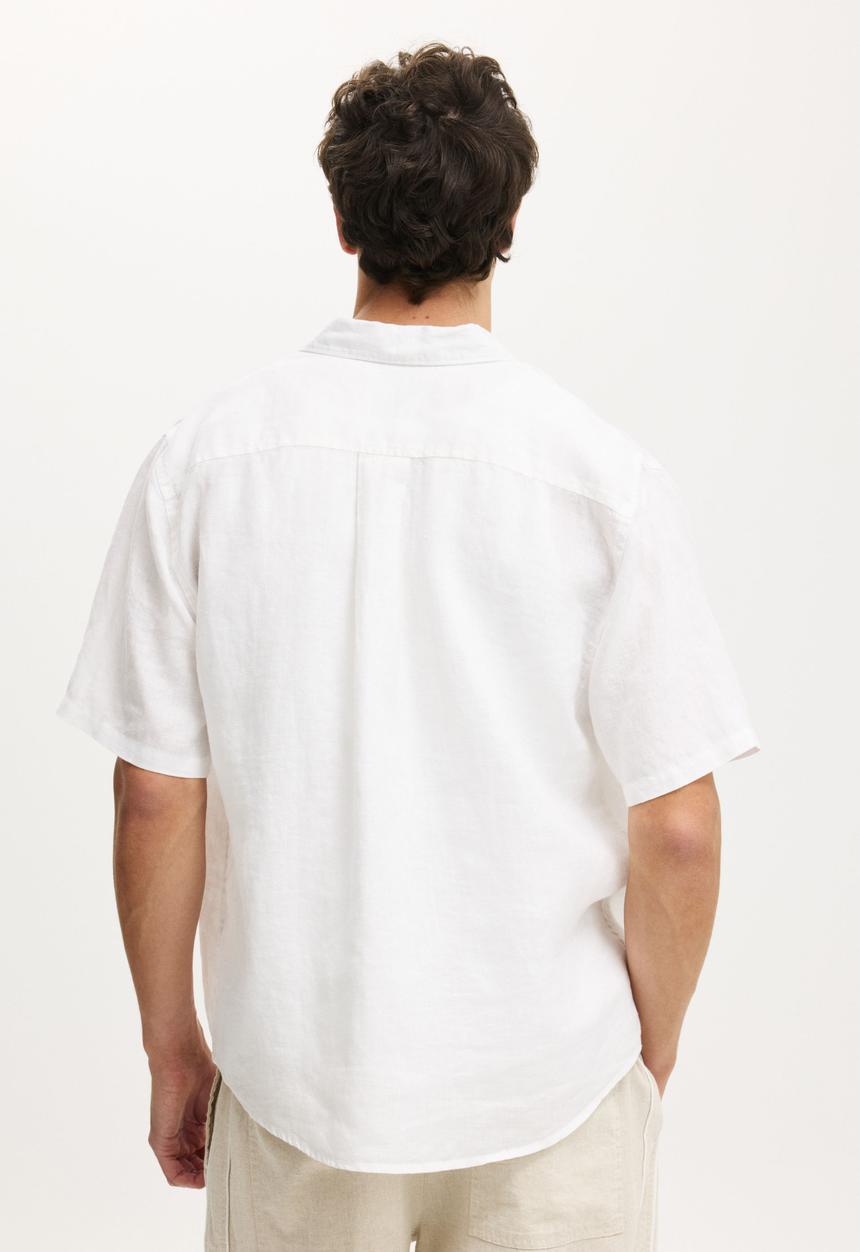Cotton On - Relaxed Linen Short Sleeve Shirt - White