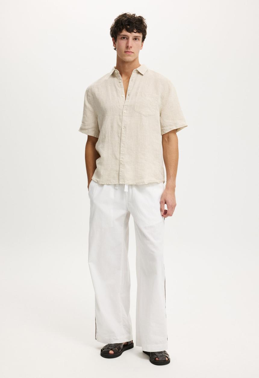 Cotton On - Relaxed Linen Short Sleeve Shirt - Oatmeal