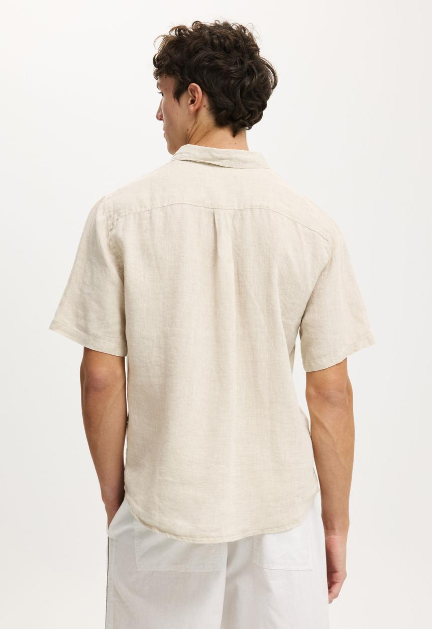 Cotton On - Relaxed Linen Short Sleeve Shirt - Oatmeal