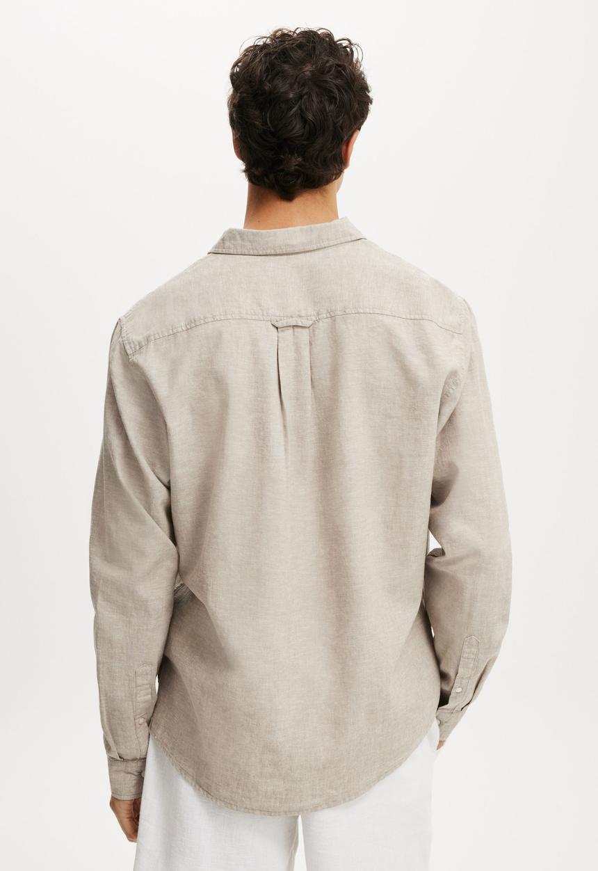 Cotton On - Luca Long Sleeve Shirt - Textured Oatmeal