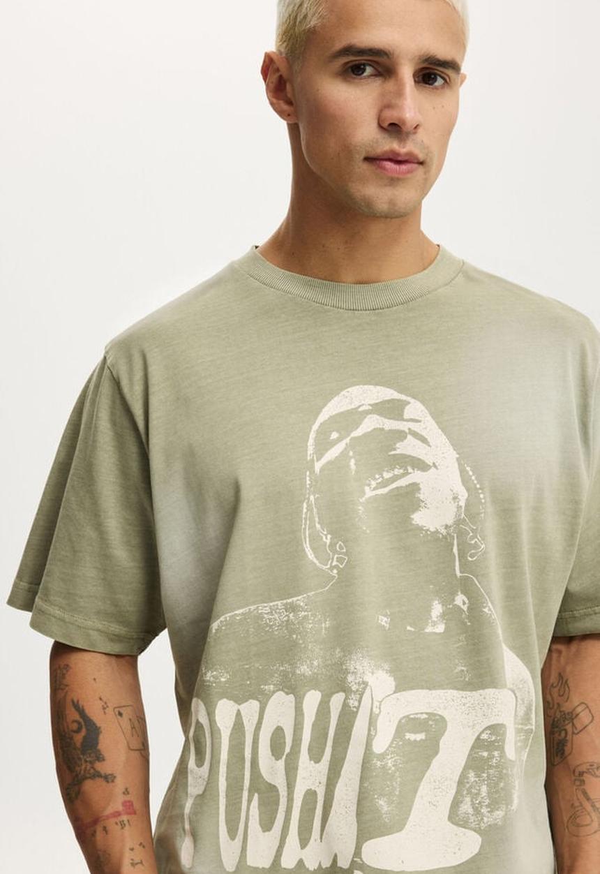 Cotton On - Cropped Fit Music T-Shirt - Lcn Bra Moss Stone