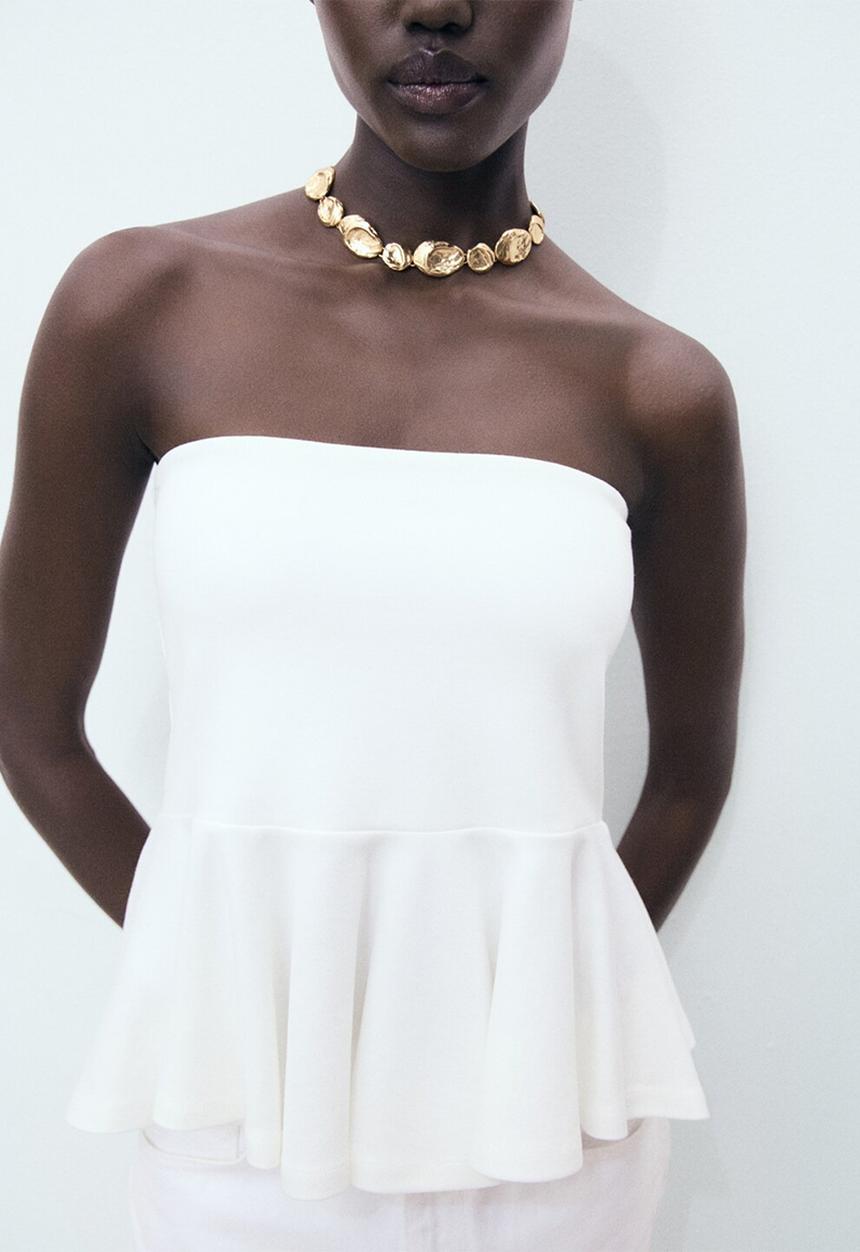 MANGO - Top Peplum - White