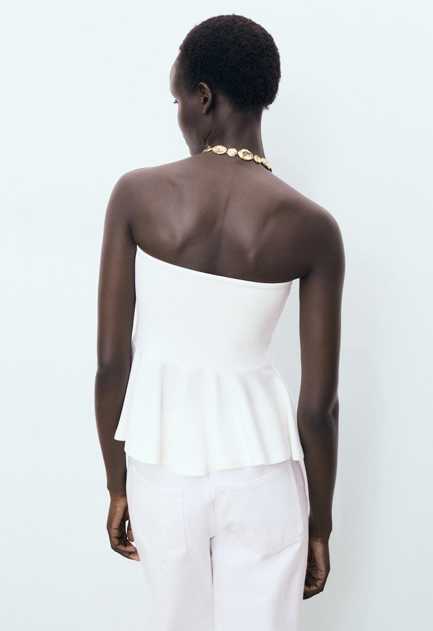 MANGO - Top Peplum - White