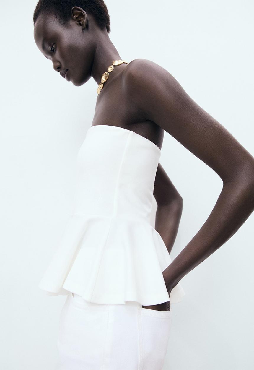 MANGO - Top Peplum - White