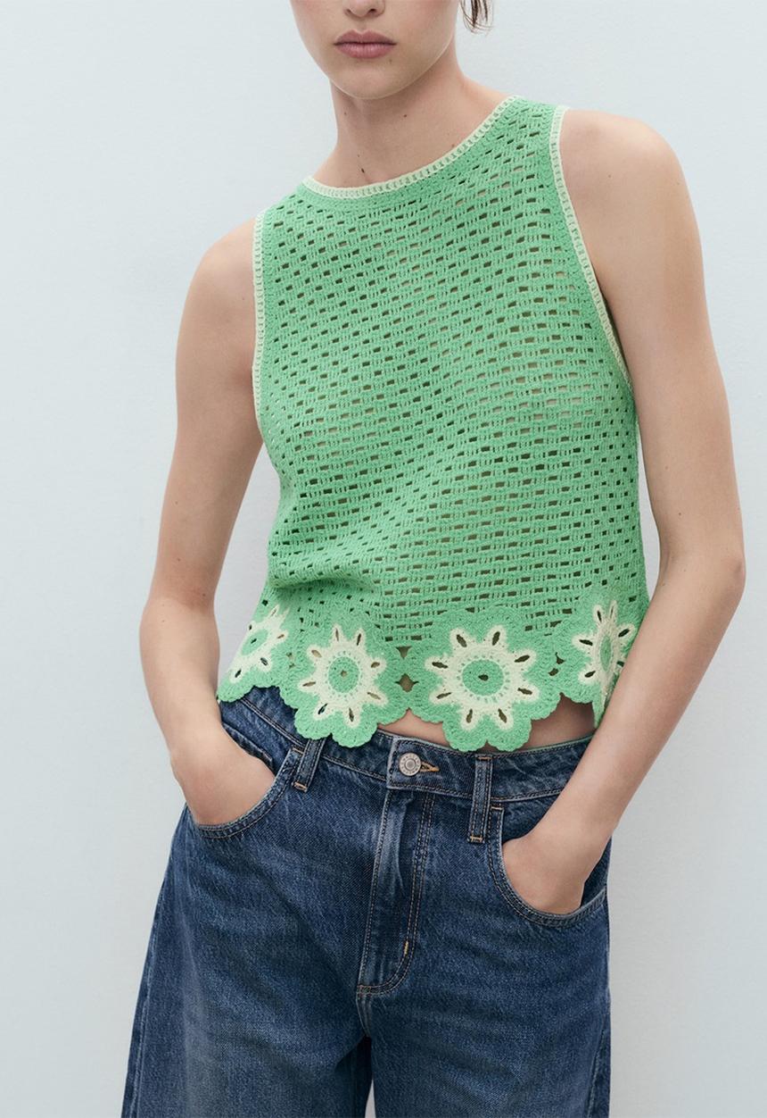 MANGO - Top Fleur - Light/Pastel Green