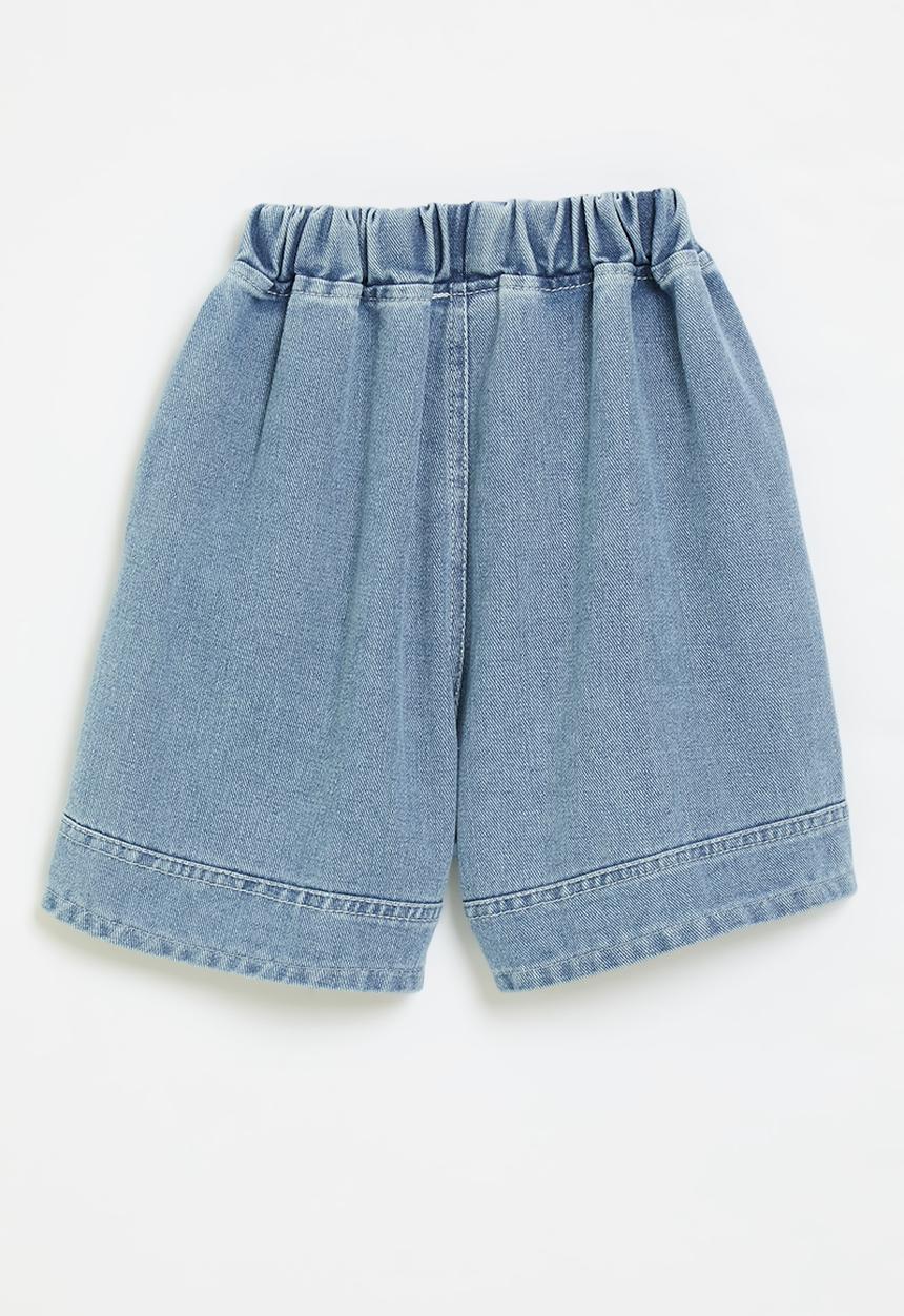 Pop Candy - Cuffed hem denim shorts with side seam pockets - blue