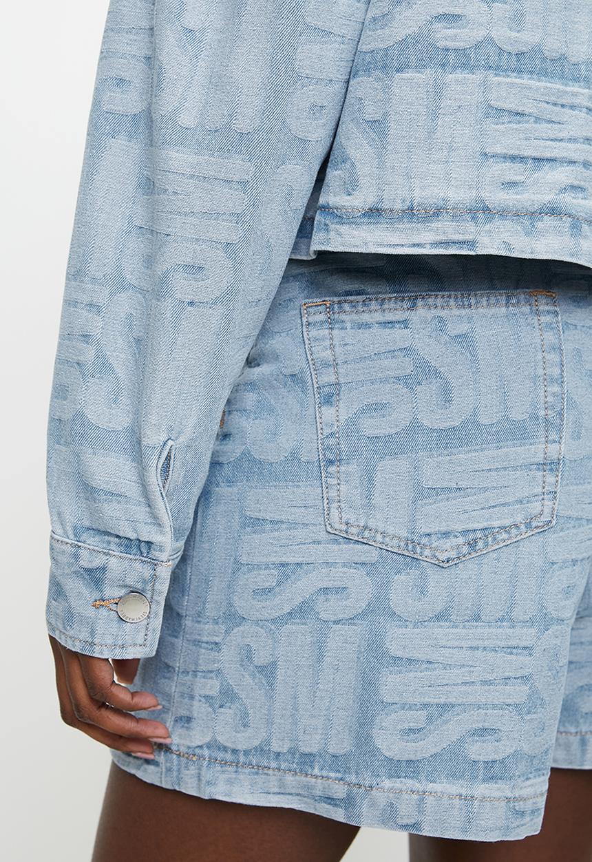 Steve Madden - Ladies Jayda Jacquard Denim Shacket - Light Blue