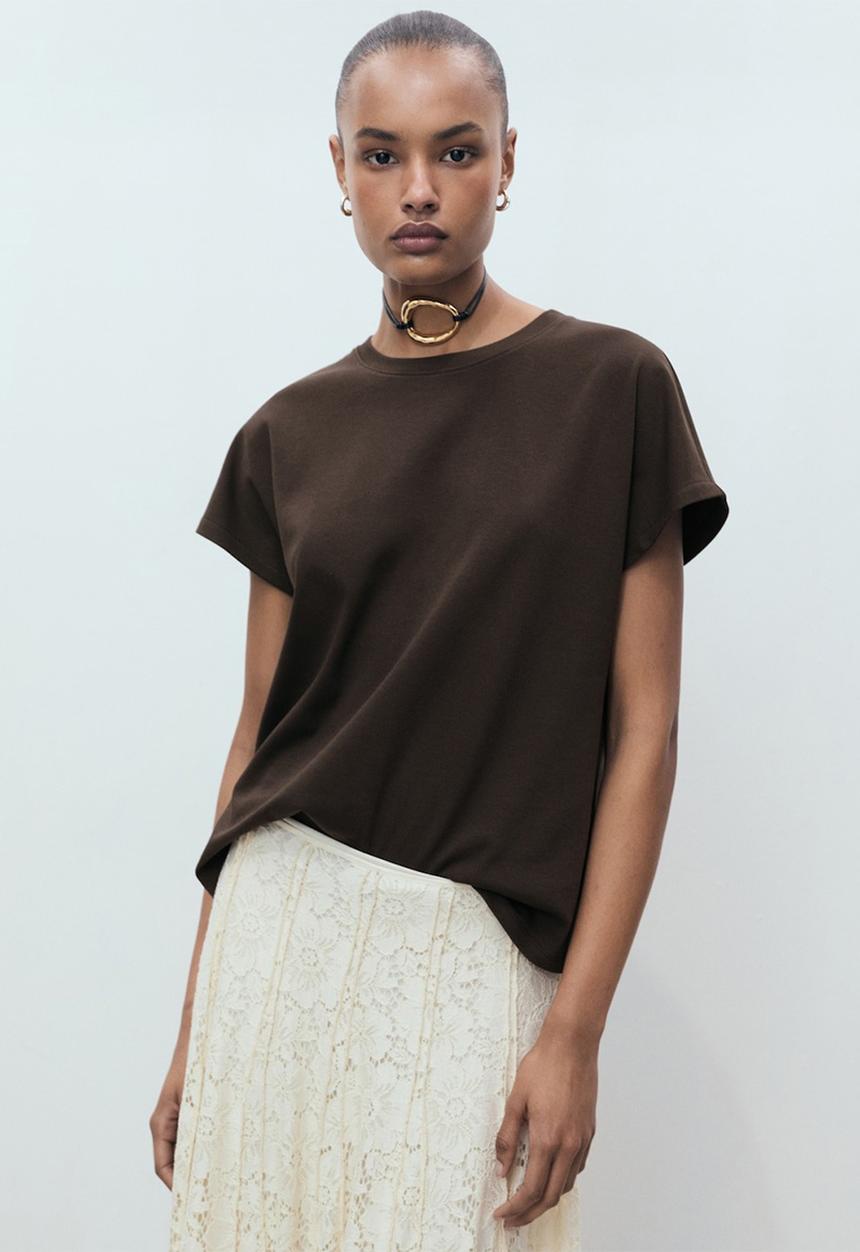 MANGO - T-shirt Sevilla -  Brown