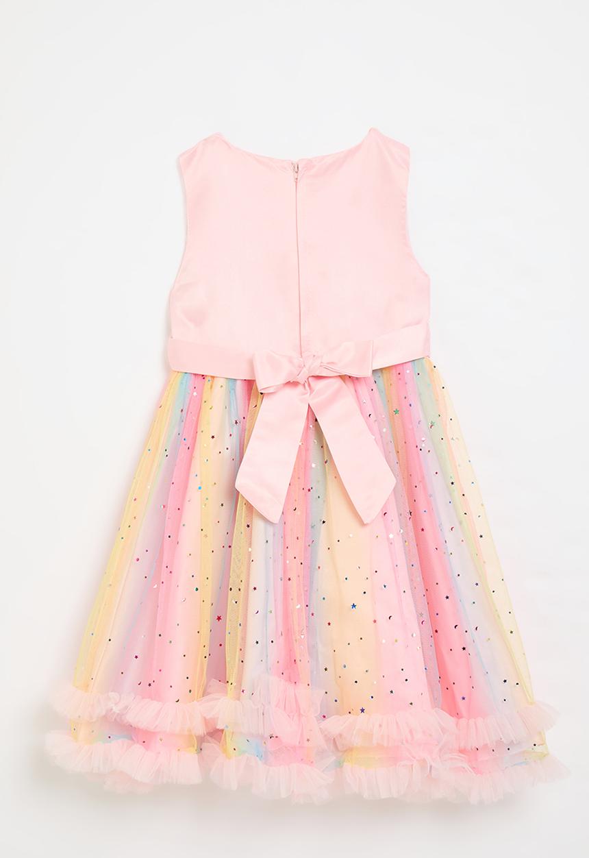 Pop Candy - Heart applique bodice dress with celestial tulle skirt - multi