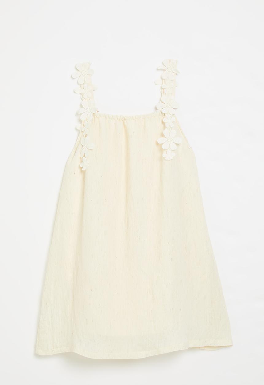 Pop Candy - Aline dress with floral adorned straps - cornsilk white
