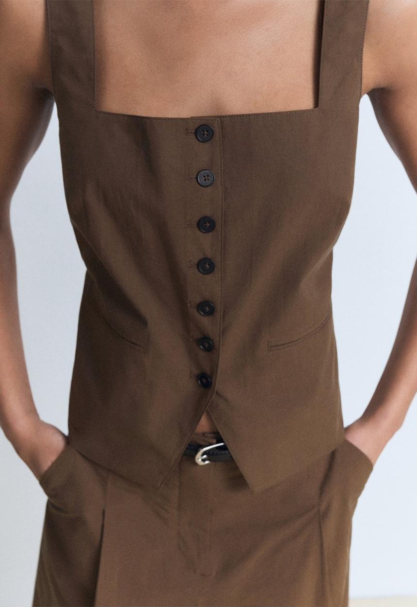 MANGO - Vest Huga - Brown