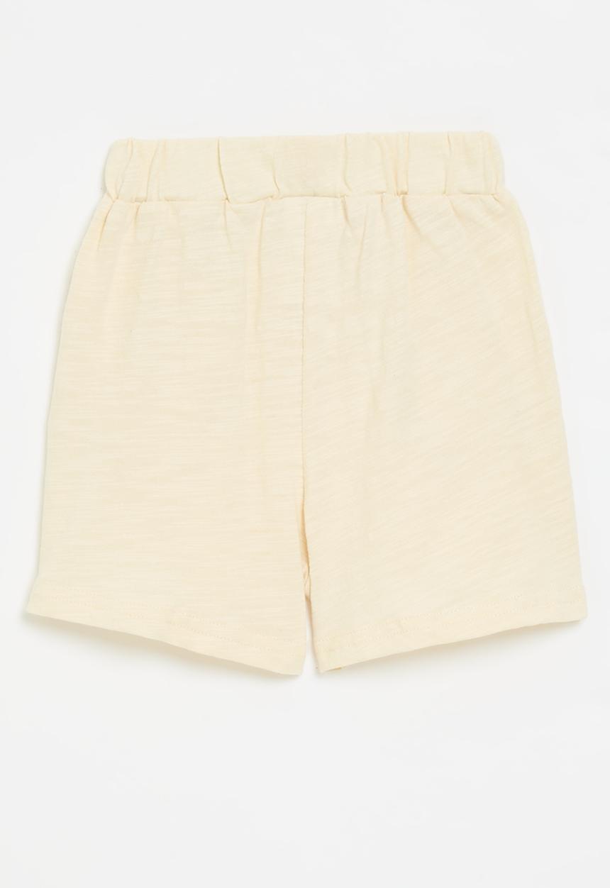 Pop Candy - Elasticated waist shorts with decorative button closure - ecru
