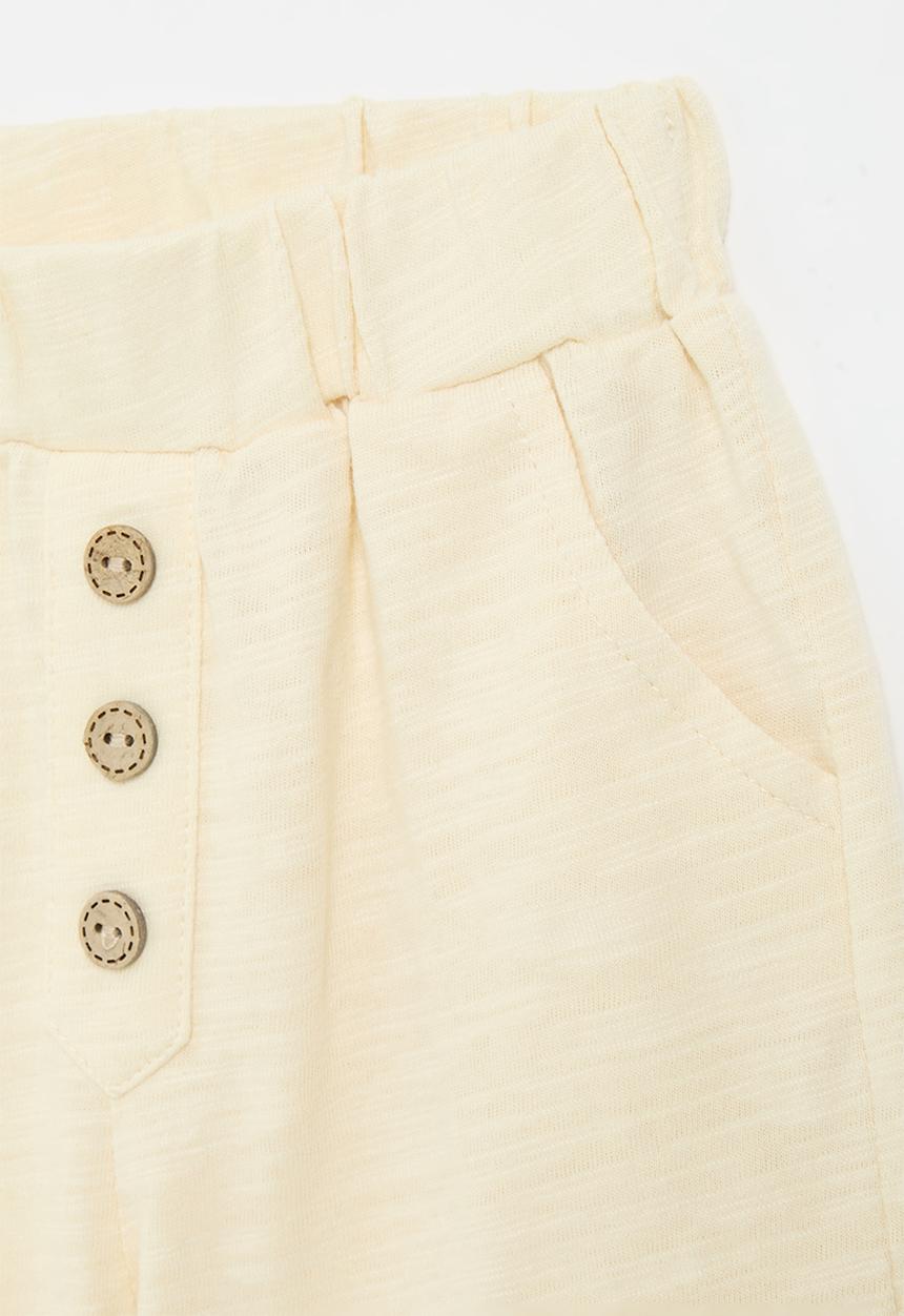 Pop Candy - Elasticated waist shorts with decorative button closure - ecru
