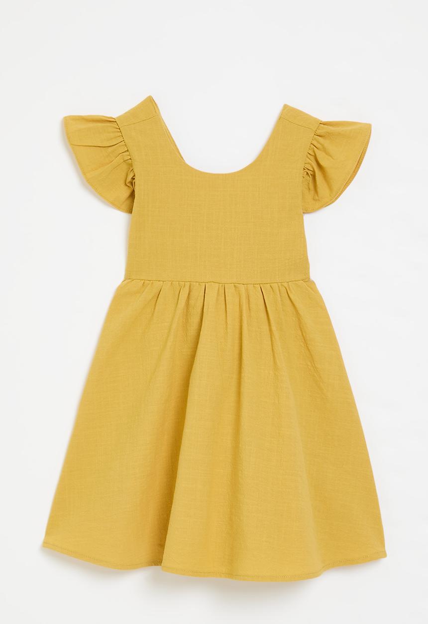 Pop Candy - Frilled sleeve dress - mustard 