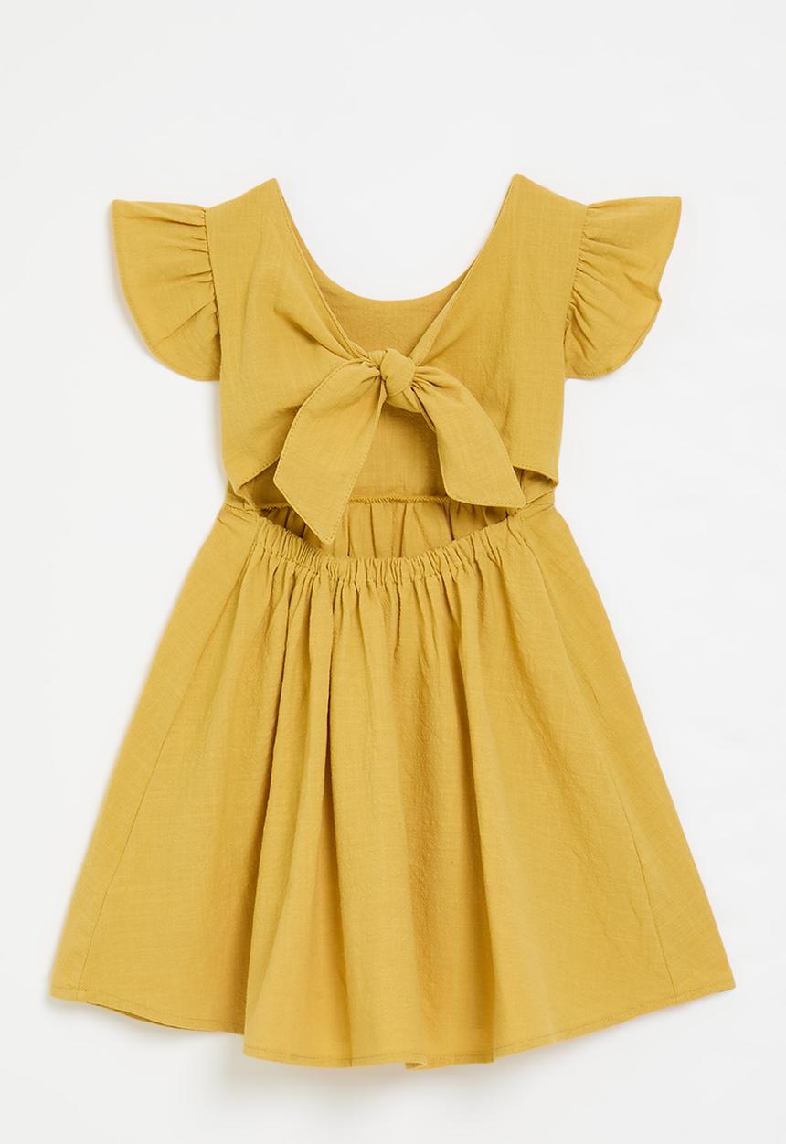 Pop Candy - Frilled sleeve dress - mustard 