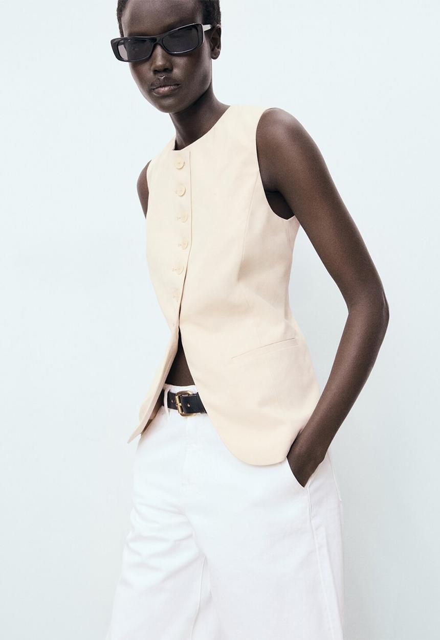 MANGO - Vest Greta - Light Beige