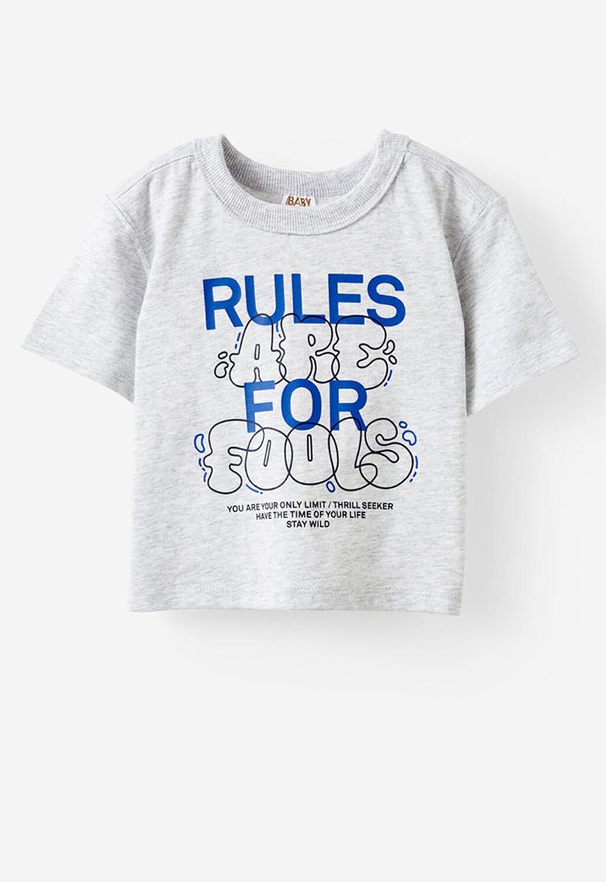 Cotton On - Bobbi Short Sleeve Graphic Tee - Cloud Marle/Rules Are For Fools