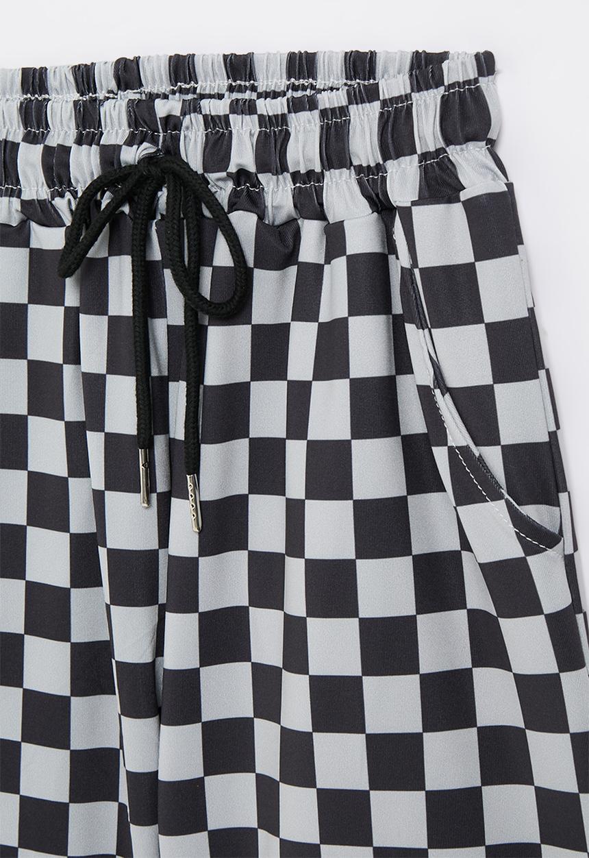 Pop Candy - Checker board shorts - black & grey