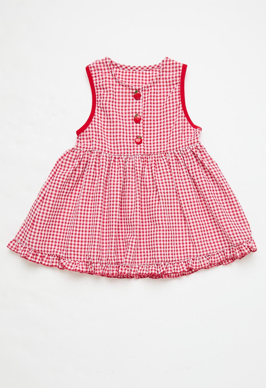 Pop Candy - Gingham dress with Cross bodybag - red & white