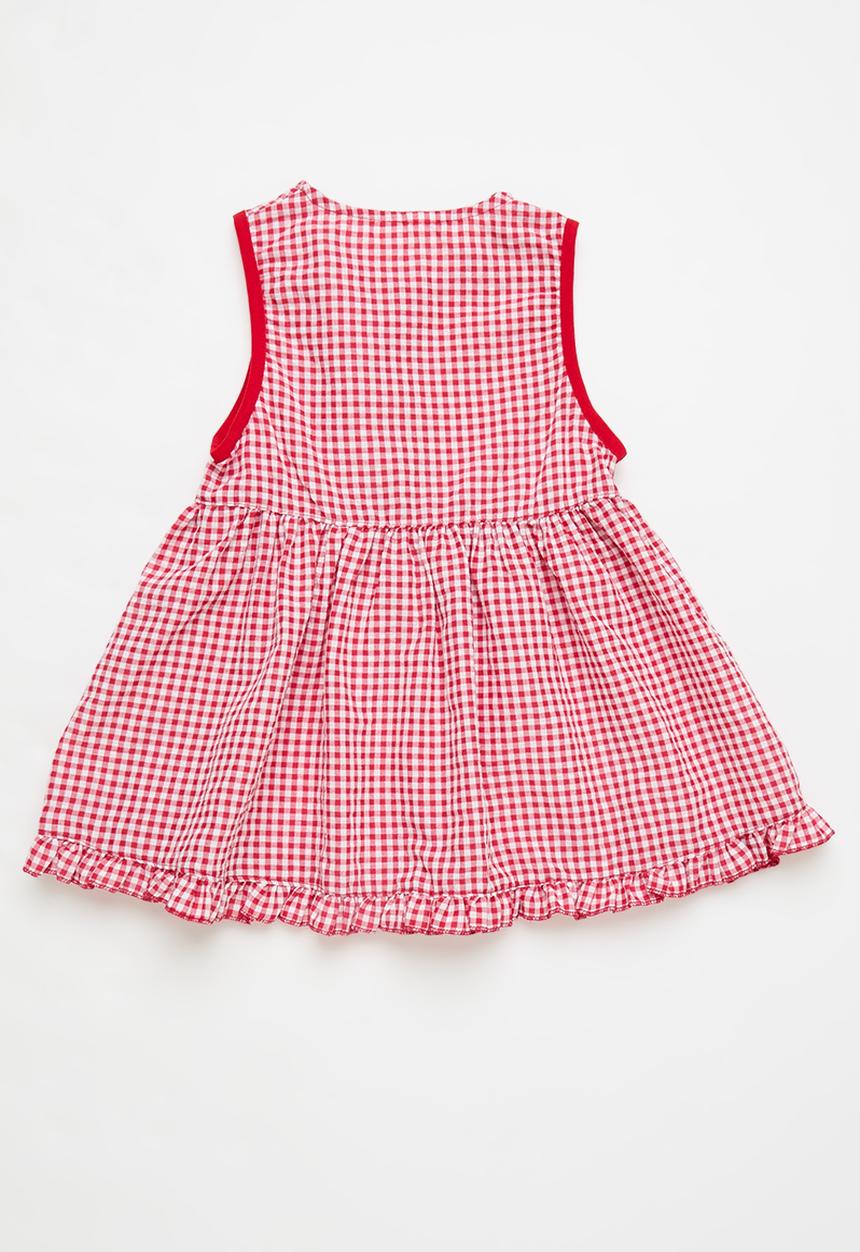 Pop Candy - Gingham dress with Cross bodybag - red & white
