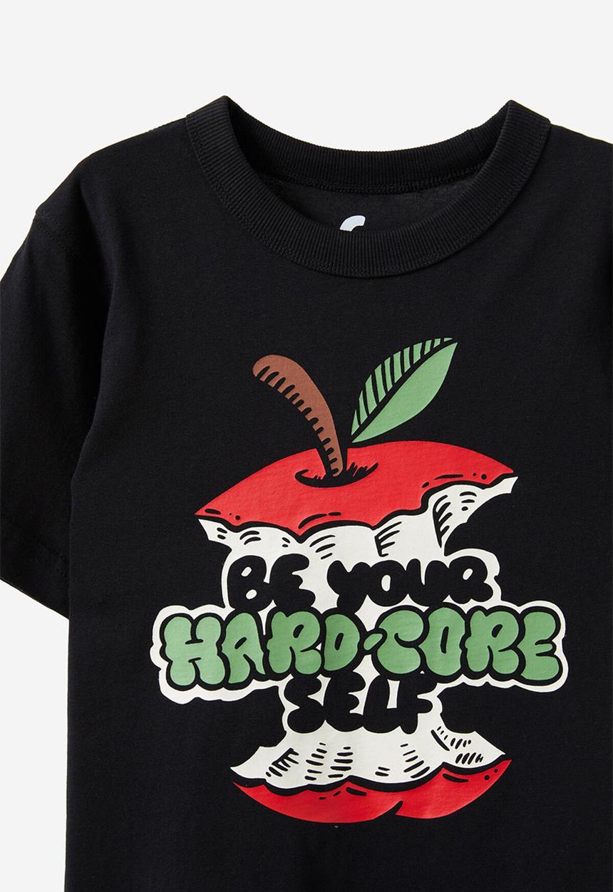 Cotton On - Jonny Short Sleeve Graphic Print Tee - Black/Be Your Hardcore Self