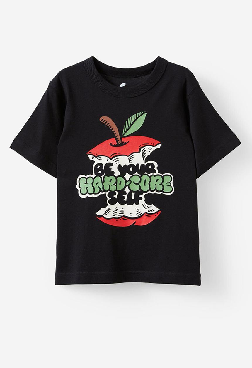 Cotton On - Jonny Short Sleeve Graphic Print Tee - Black/Be Your Hardcore Self