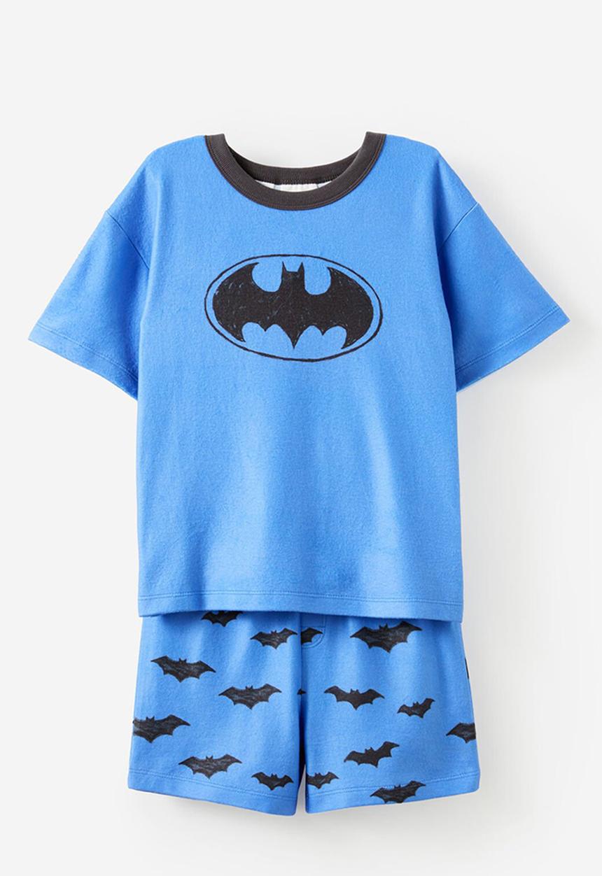 Cotton On - Damon short sleeve pyjama set license - lcn wb deep sea blue/batman logo