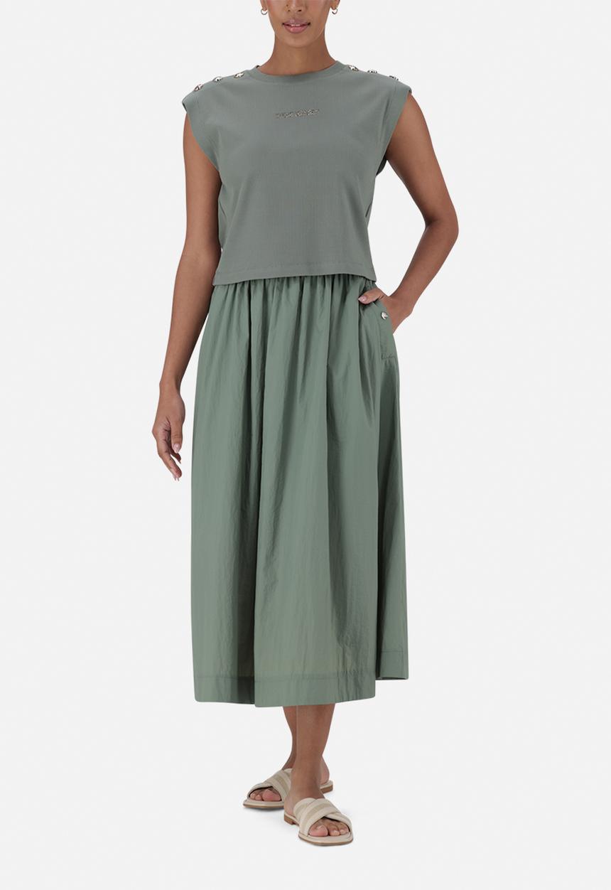 Steve Madden - Ladies Brynn Cropped Top With Poppers - Fatigue