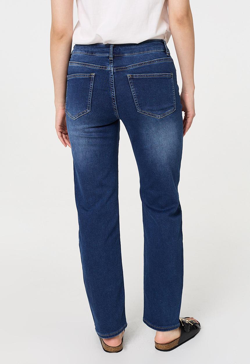 Stella Morgan - Mid Waist Straight Leg Comfort Denim Jean - Mid Denim