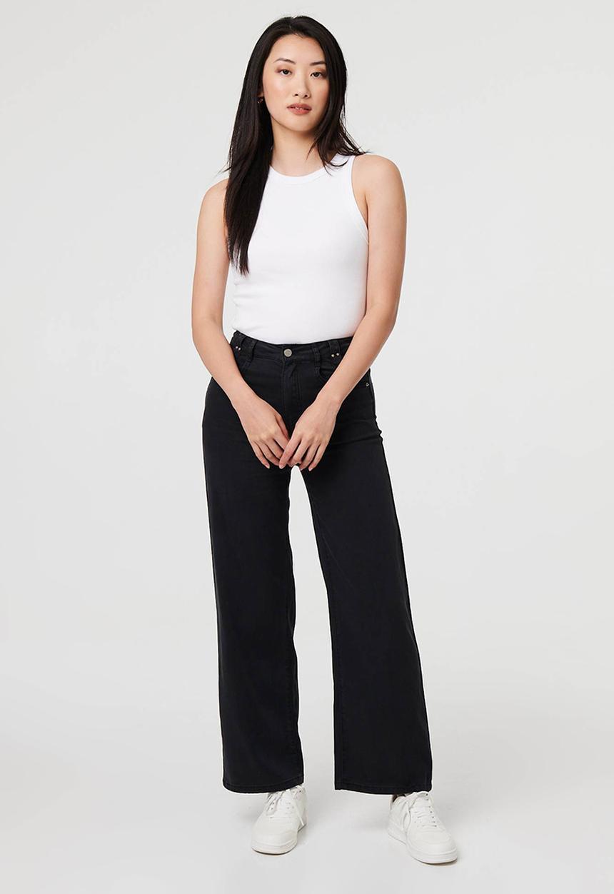 Stella Morgan - Lightweight High Waisted Wide Leg - Black