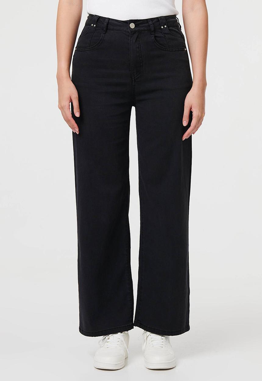 Stella Morgan - Lightweight High Waisted Wide Leg - Black