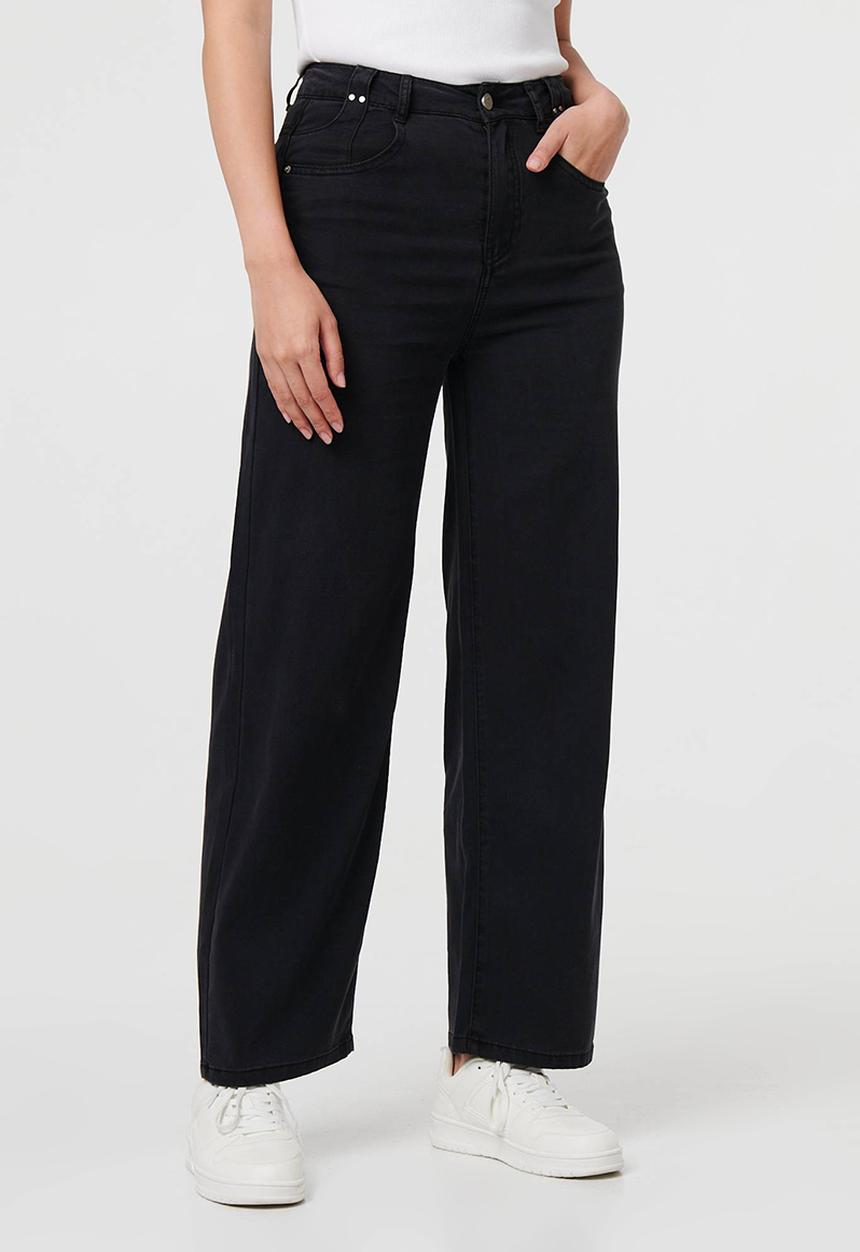 Stella Morgan - Lightweight High Waisted Wide Leg - Black