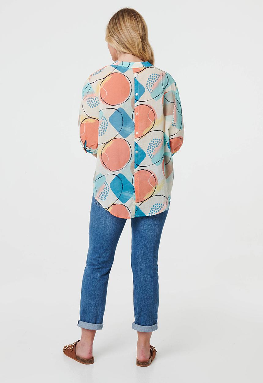 Stella Morgan - Oversized Batwing Blouse Hald Sleeve - Multi Orange