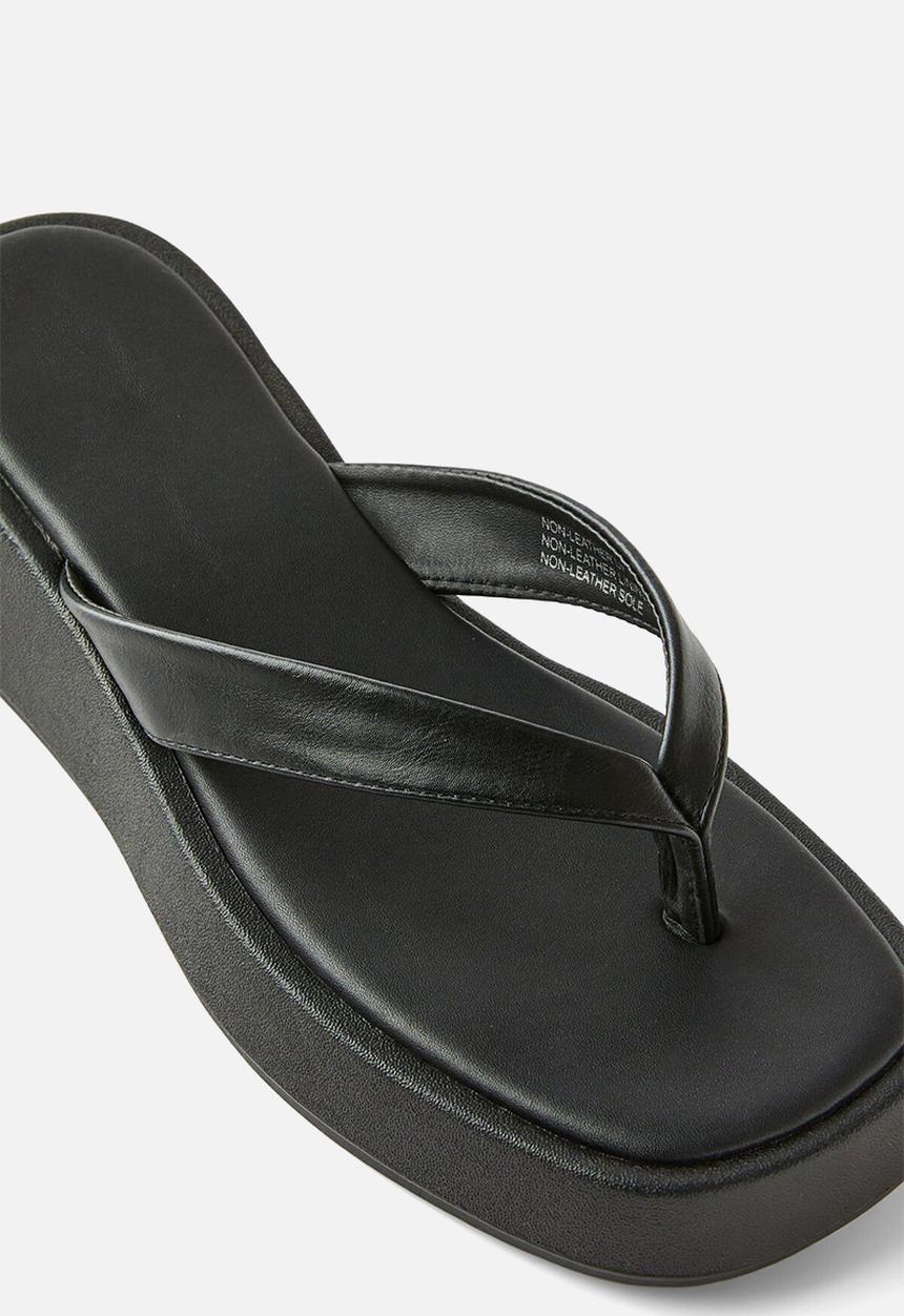 Cotton On - Byron flatform sandal - black smooth