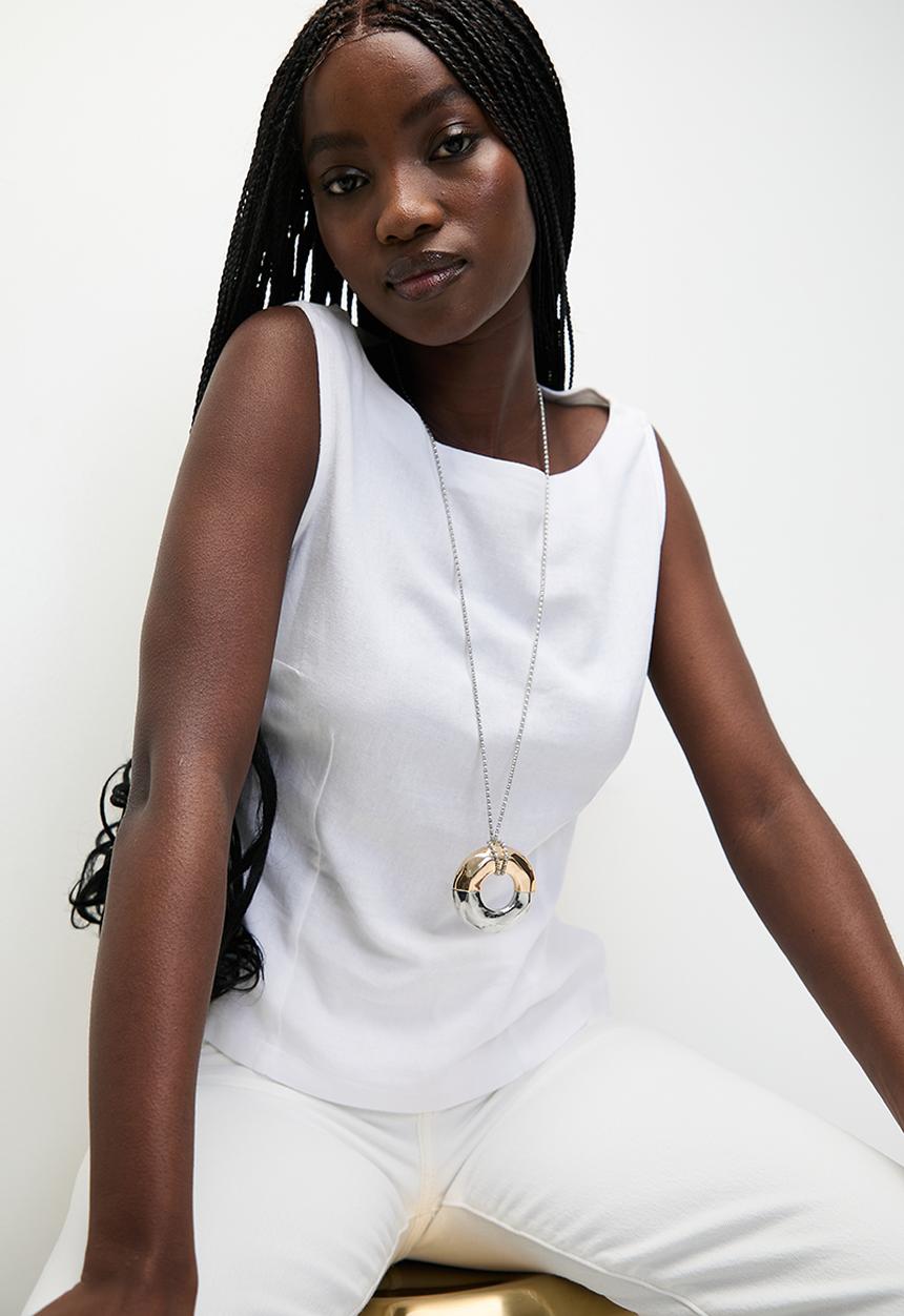 Tessa Design - Margot statement abstract pendant on chain - silver