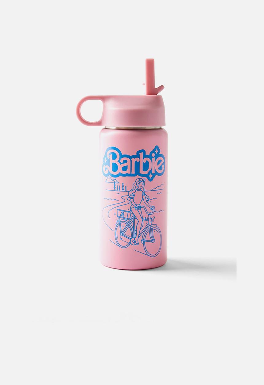 Cotton On - Kids metal drink bottle - lcn mat barbie adventures/marshmallow