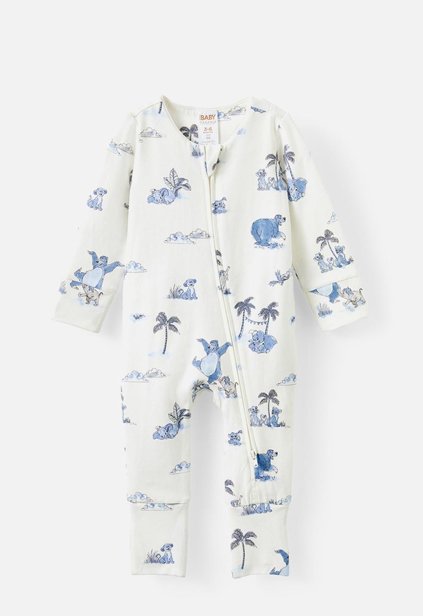 Cotton On - The long sleeve zip romper license - lcn dis vanila/dawn blue disney friends